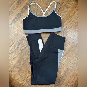 Aerie Black and Gray Sports Bra and Leggings Set small/medium